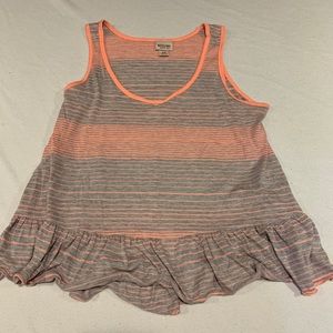 Mossimo hot pink & grey tank top bottom ruffle M